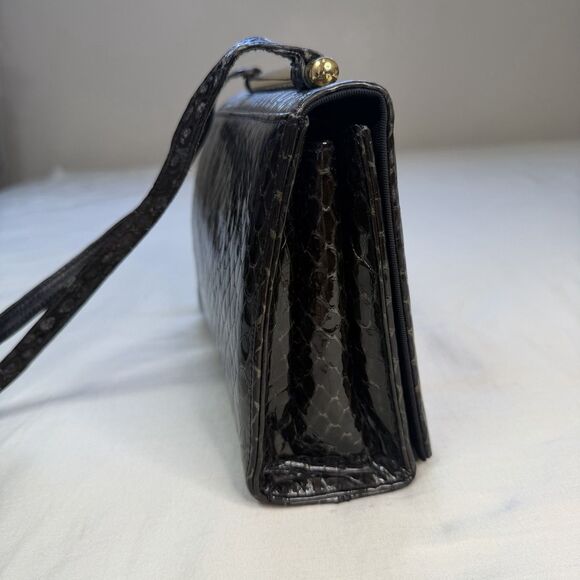 Vintage Stuart Weitzman Snake Embossed Leather Evening Shoulder Bag Purse - Picture 8 of 14